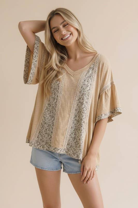 Vintage Floral Swiss Dot Crochet Top