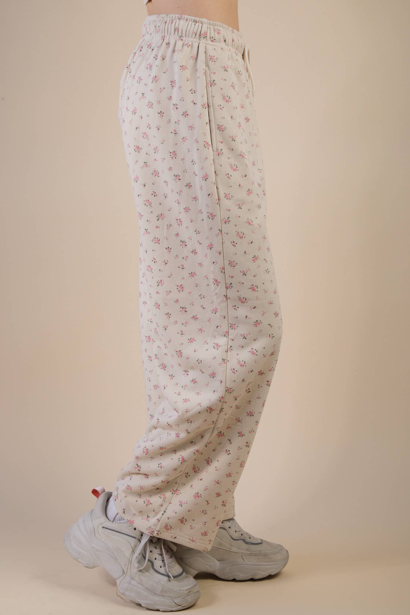 NP70918-Floral Printed Wide Leg Comfy Casual Pants