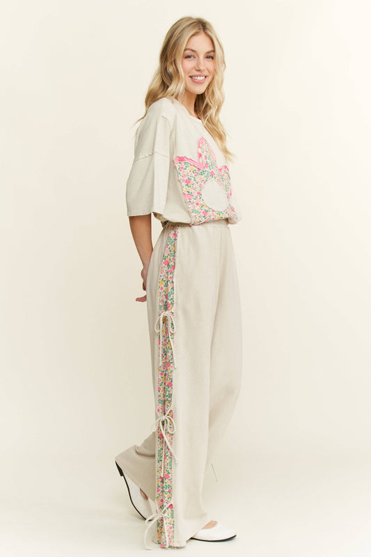 MineralWashed Bow Ribbon tie on the side Pants HP6418