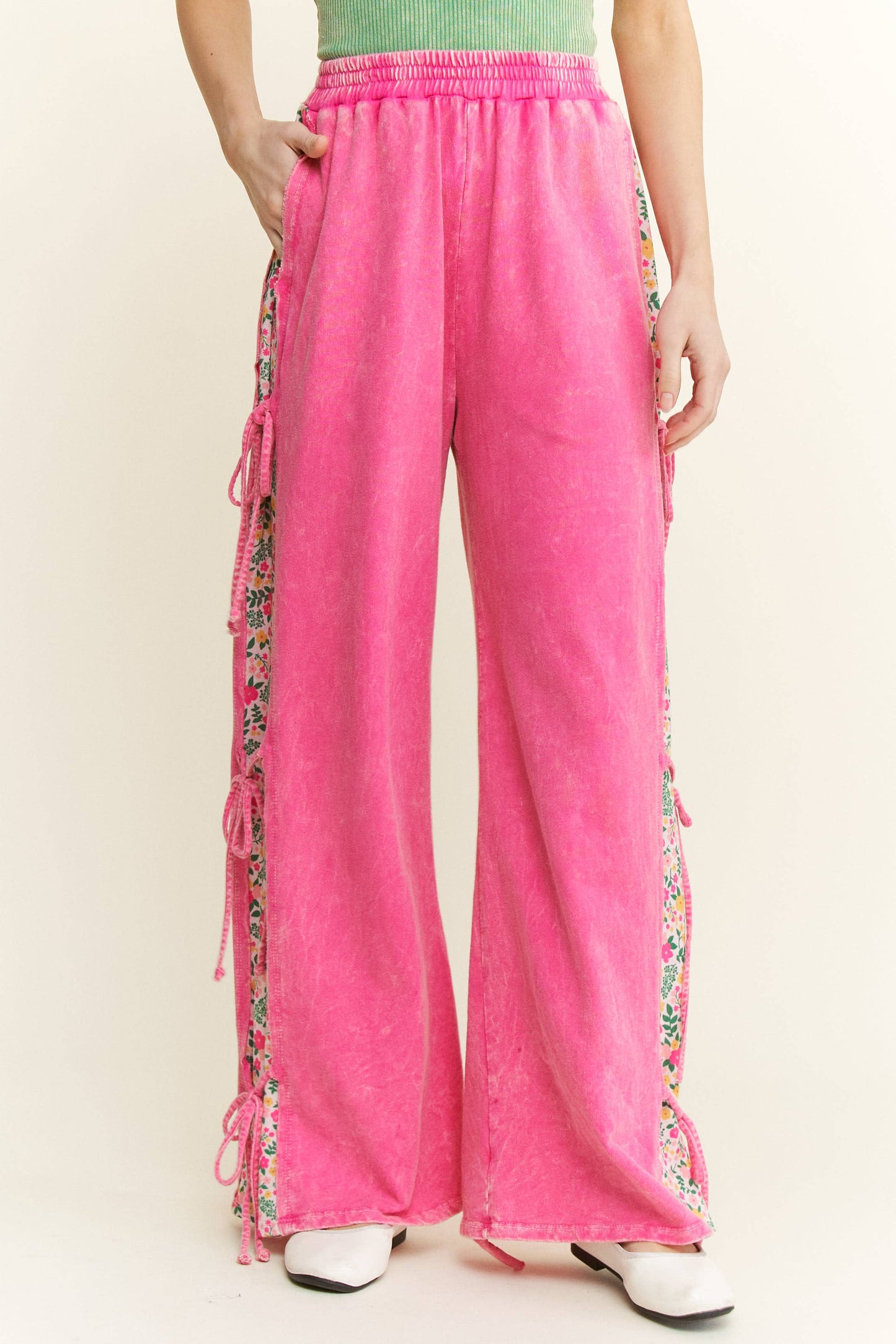 MineralWashed Bow Ribbon tie on the side Pants HP6418