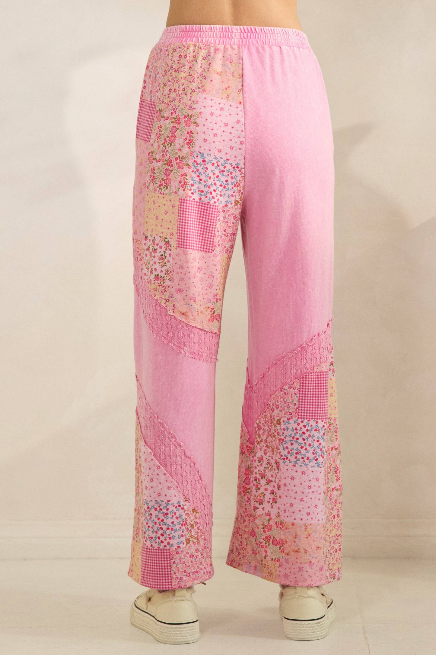 Mineral Washed Spring Picnic Print Lace Pants HP7131