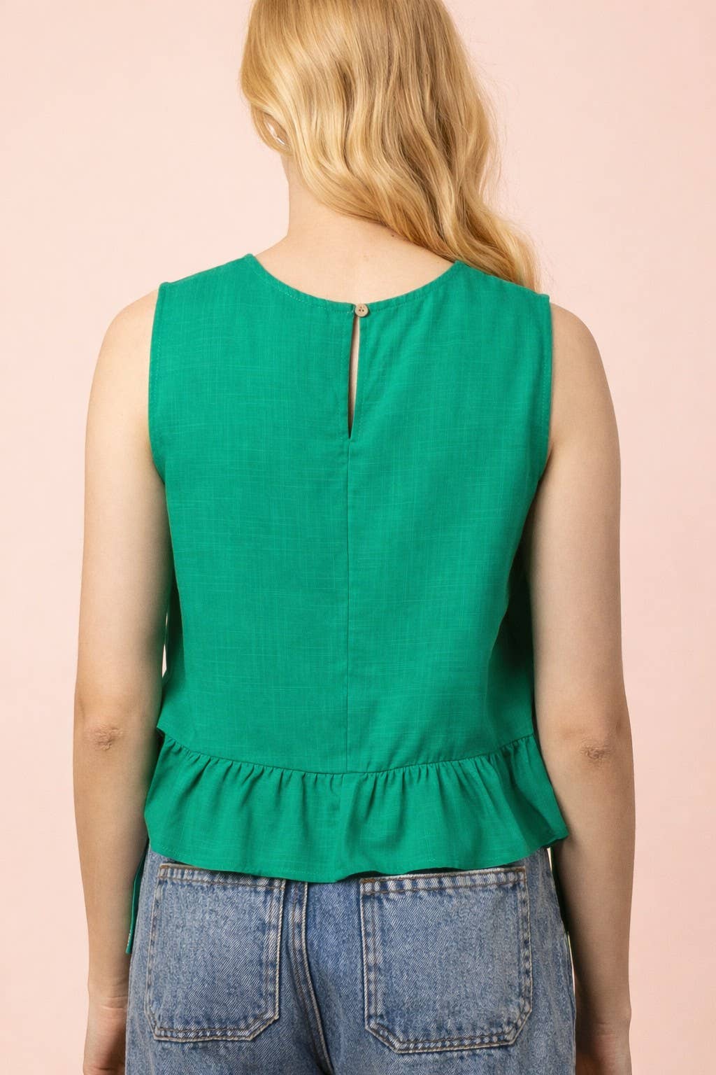 NT12128-Side Tie Detail Ruffled Top