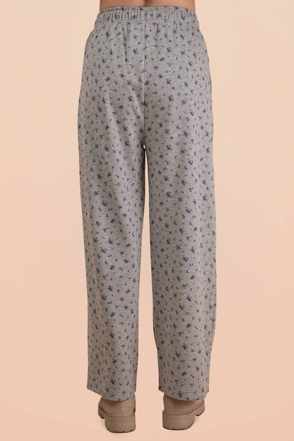 NP70918-Floral Printed Wide Leg Comfy Casual Pants