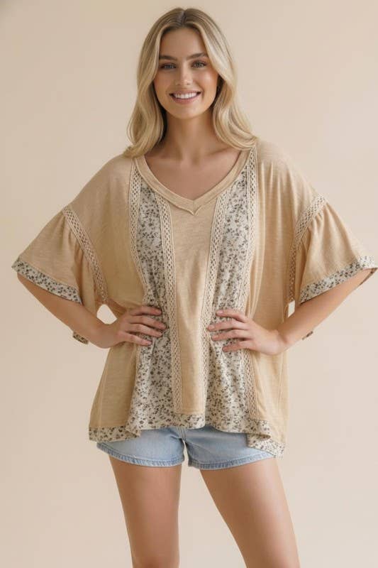 Vintage Floral Swiss Dot Crochet Top