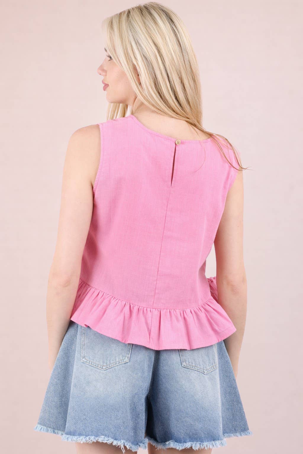 NT12128-Side Tie Detail Ruffled Top