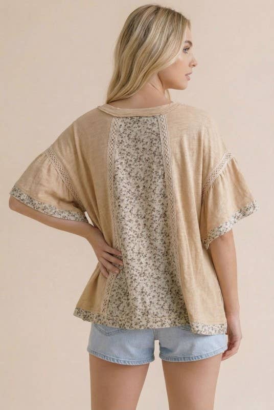 Vintage Floral Swiss Dot Crochet Top
