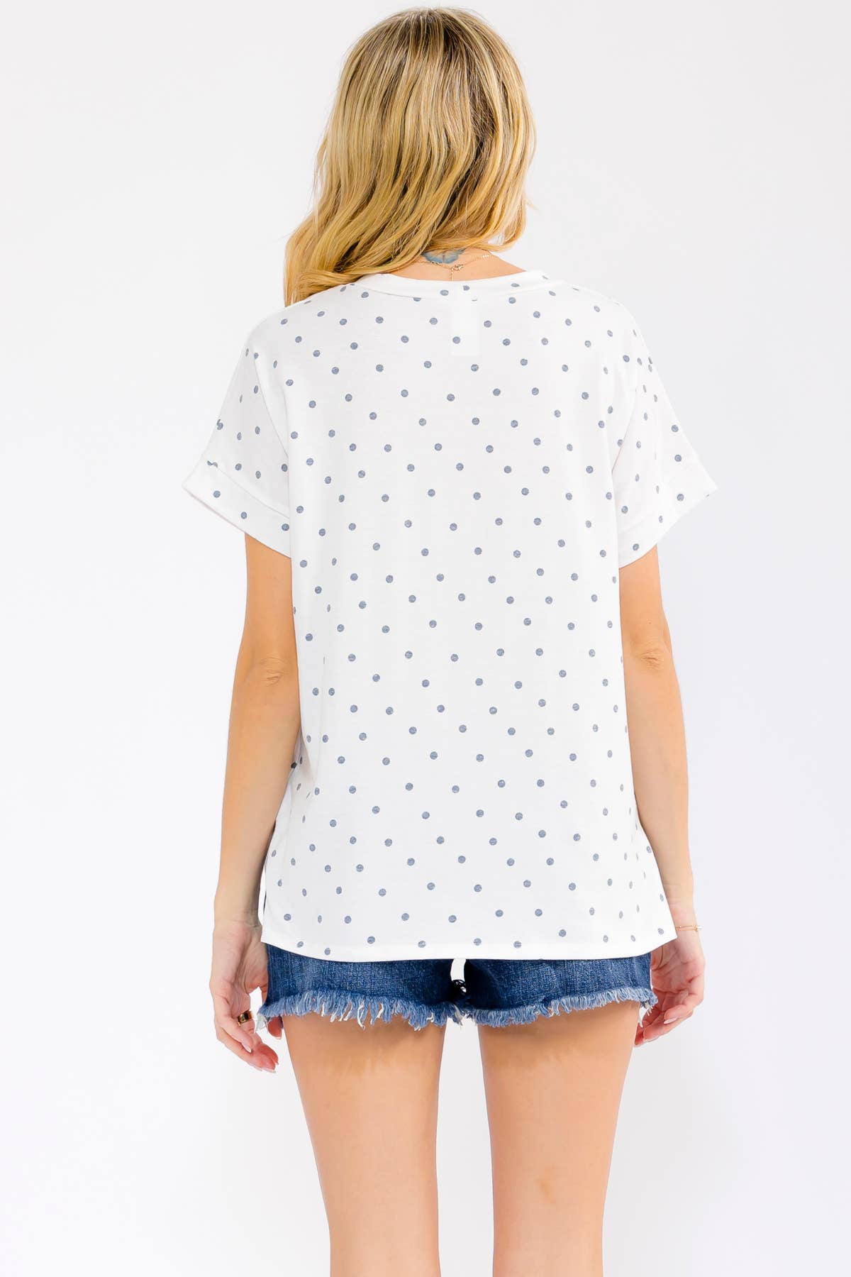 Polka Dot Banded Short Sleeve Top T6318