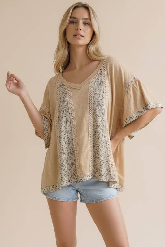 Vintage Floral Swiss Dot Crochet Top
