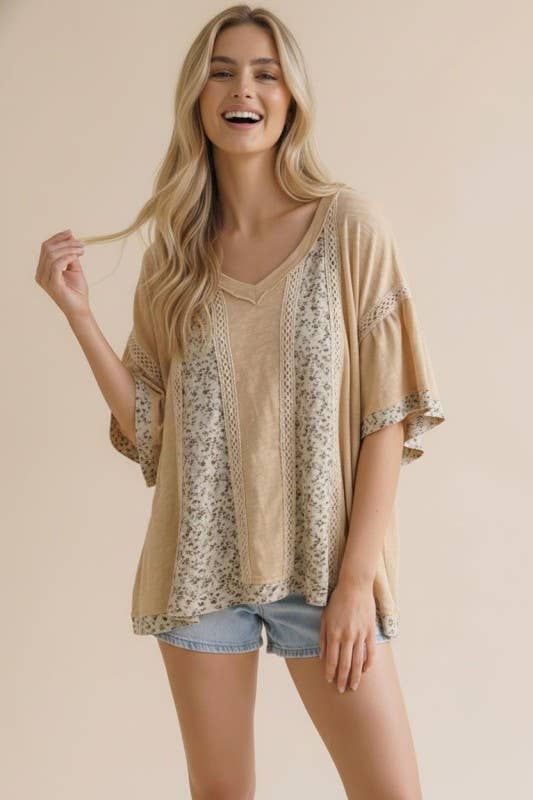 Vintage Floral Swiss Dot Crochet Top
