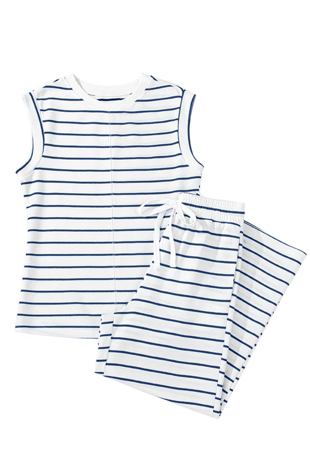Casual Style Striped Short Sleeve Two-Piece Set | S-XL
