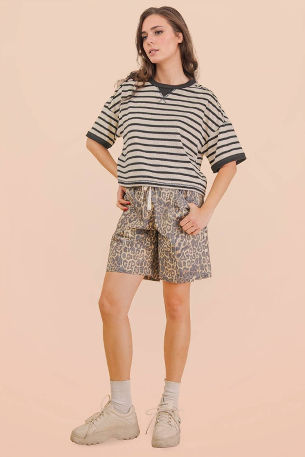 NT12210-Oversized Stripe Casual Comfy Knit Top