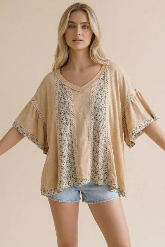 Vintage Floral Swiss Dot Crochet Top
