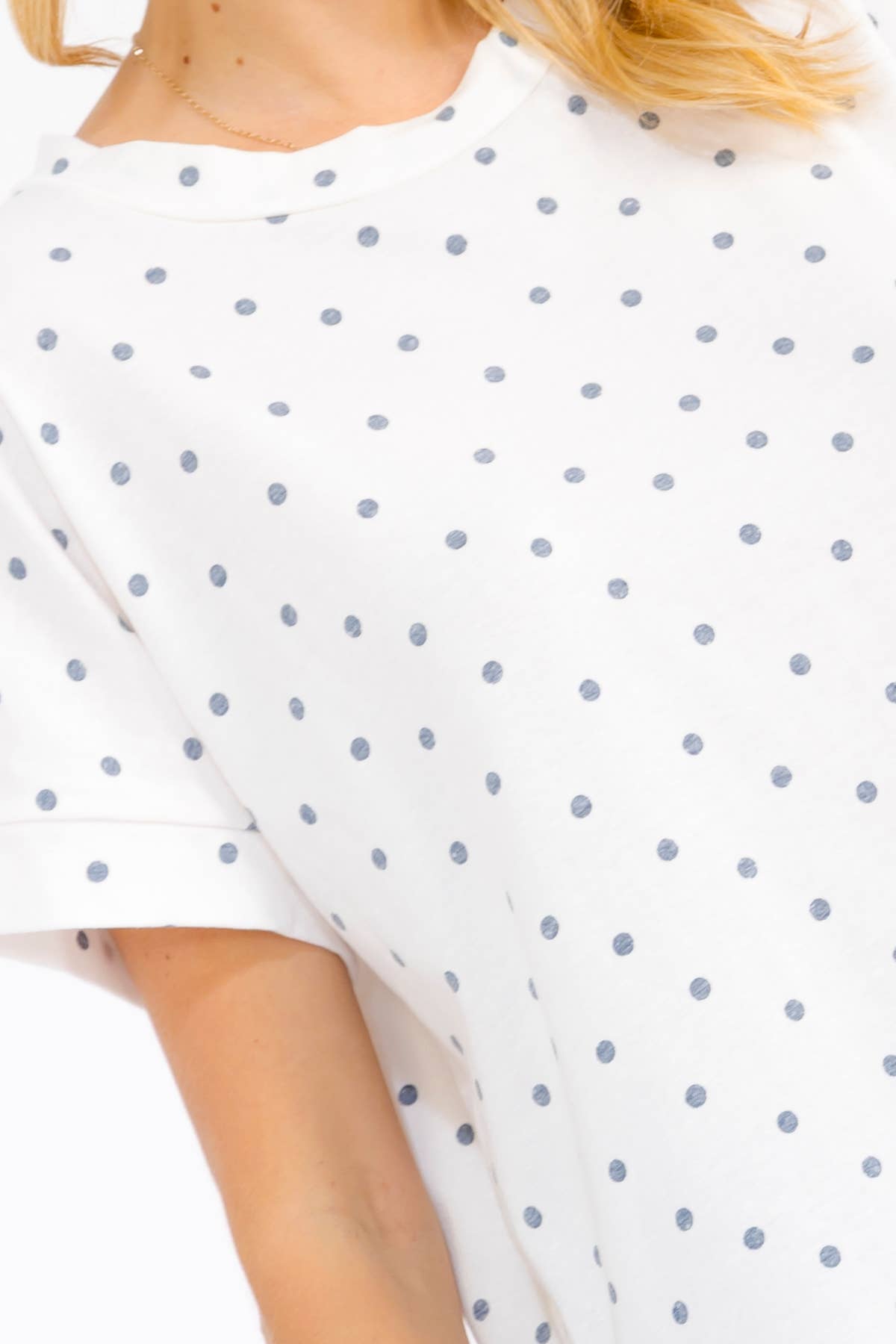 Polka Dot Banded Short Sleeve Top T6318