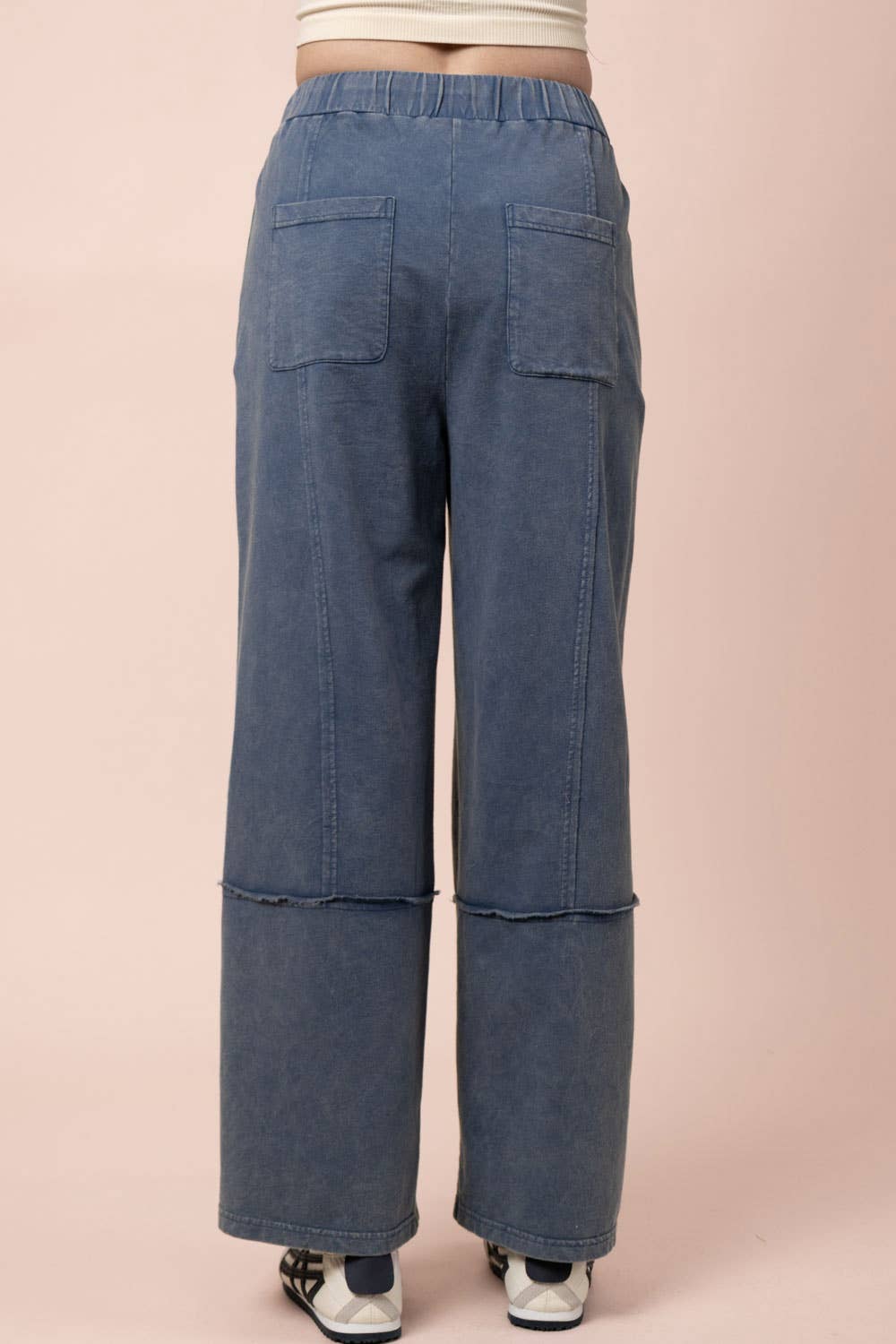 NP70942-Mineral Washed Wide Leg Casual Comfy Pants
