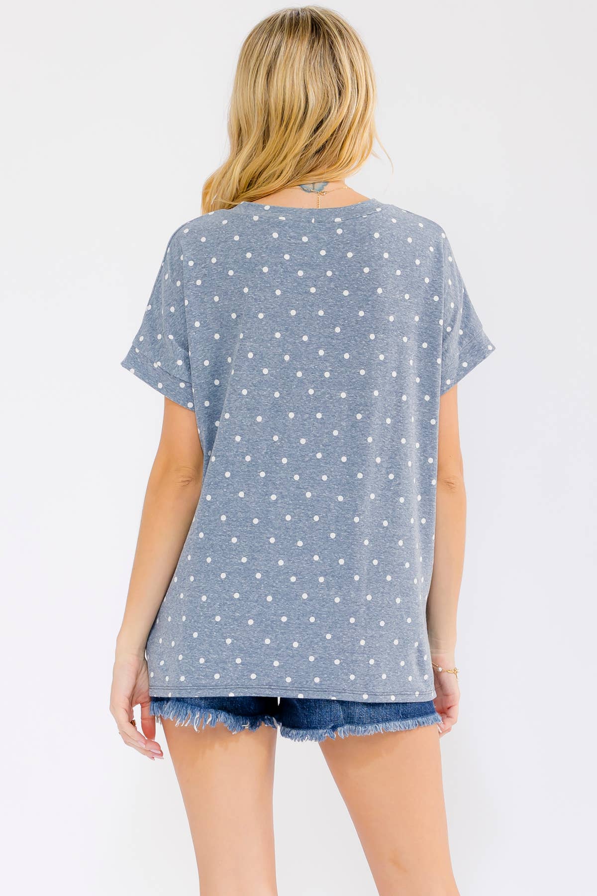 Polka Dot Banded Short Sleeve Top T6318