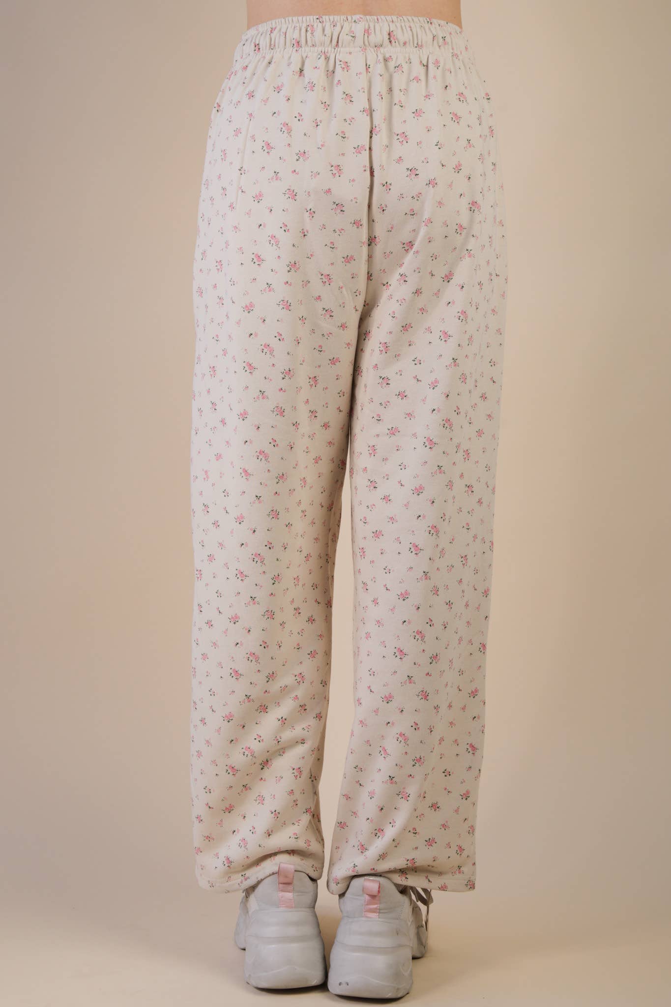 NP70918-Floral Printed Wide Leg Comfy Casual Pants